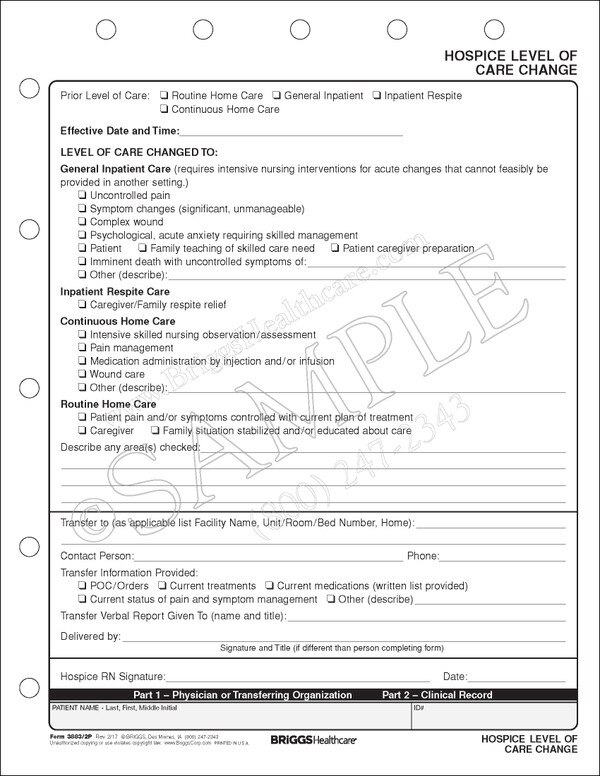 Hospice Level of Care Change Form
